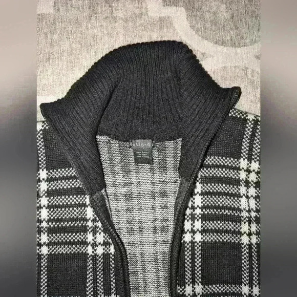 Tally Ho Black and White Cardigan High Neck Size Large - Picture 3 of 6